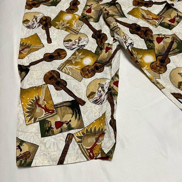 Y2K Vintage Hilo Hattie Cotton Capri Pants Wide Leg Surfer Ukulele Beach Print - Picture 5 of 11